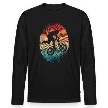 BMX Vélo Empreinte digitale Vélo BMX - T-shirt manches longues Premium bio Homme - noir - Devant - Nico (187cm)