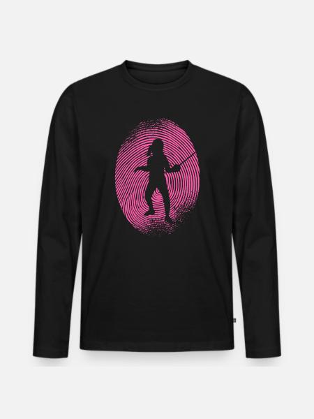 Fechterin Fingerabdruck Fecht Fechten - Männer Premium Bio Langarmshirt - Schwarz