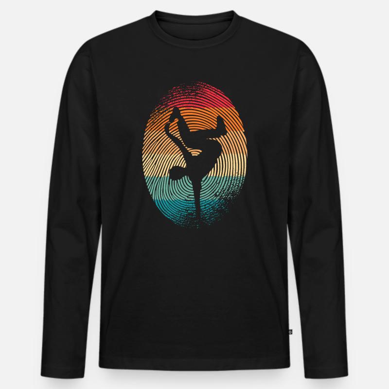 Breakdancer Breakdancing Fingerprint Breakdance - Men's Premium Organic Long Sleeve Shirt - black