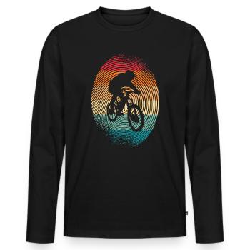 VTT empreinte digitale VTT de descente - T-shirt manches longues Premium bio Homme - noir - Devant - Nico (187cm)