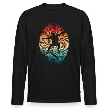 Skating Skateboard Skateboarder Fingerprint Skate - Men's Premium Organic Long Sleeve Shirt - black - Front - Nico (187cm)