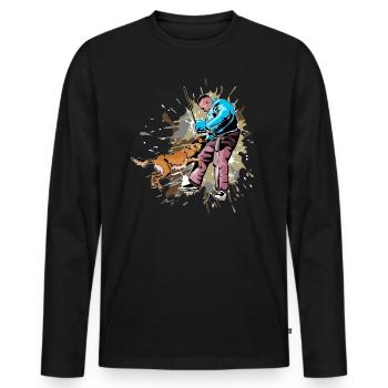ring malinois - T-shirt manches longues Premium bio Homme - noir - Devant - Nico (187cm)