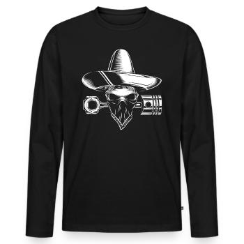 Moteur Skull Sombrero - T-shirt manches longues Premium bio Homme - noir - Devant - Nico (187cm)