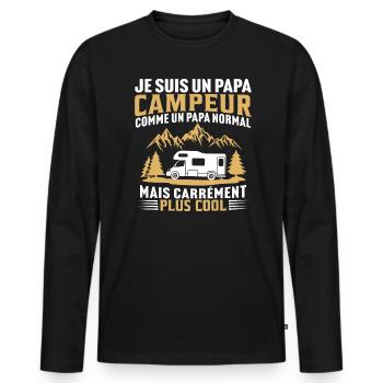 je suis un papa campeur t-shirt camping-car - T-shirt manches longues Premium bio Homme - noir - Devant - Nico (187cm)