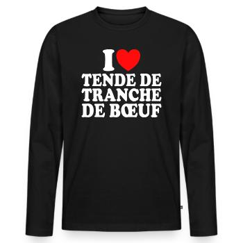 Boucher I Love Tende De Tranche De Boeuf - T-shirt manches longues Premium bio Homme - noir - Devant - Nico (187cm)