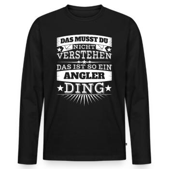 Angler Ding - Männer Premium Bio Langarmshirt - Schwarz - Vorne - Nico (187cm)