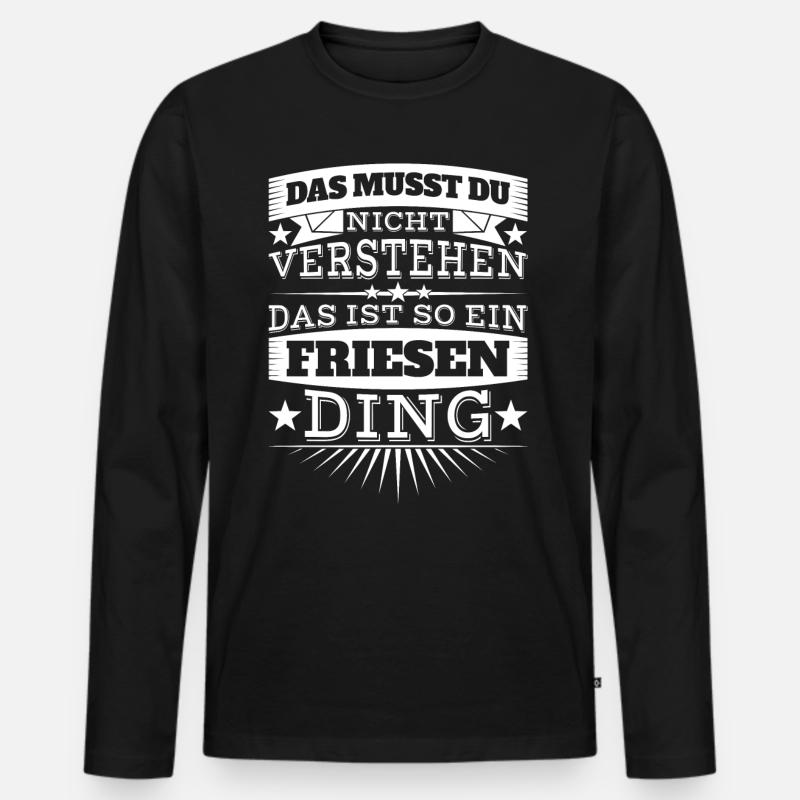 Friesen-Ding - Männer Premium Bio Langarmshirt - Schwarz