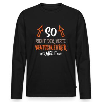 Deutschlehrer - Männer Premium Bio Langarmshirt - Schwarz - Vorne - Nico (187cm)