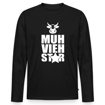 Muh Vieh Star Landwirt Filmstar Kuh Rinderwirt - Männer Premium Bio Langarmshirt - Schwarz - Vorne - Nico (187cm)