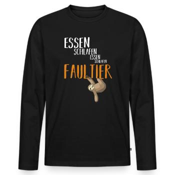 Essen Schlafen Essen Schlafen Faultier - Männer Premium Bio Langarmshirt - Schwarz - Vorne - Nico (187cm)