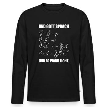 Gott sprach und es ward Licht Maxwell Formel Physi - Männer Premium Bio Langarmshirt - Schwarz - Vorne - Nico (187cm)