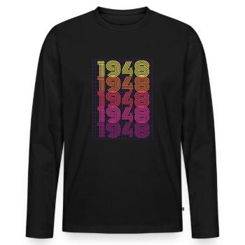 1948 Rétro - T-shirt manches longues Premium bio Homme - noir - Devant - Nico (187cm)