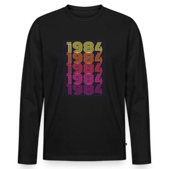 1984 Rétro - T-shirt manches longues Premium bio Homme - noir - Devant - Nico (187cm)