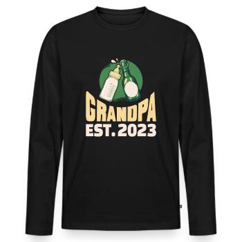 Grandpa est 2023 - Männer Premium Bio Langarmshirt - Schwarz - Vorne - Nico (187cm)