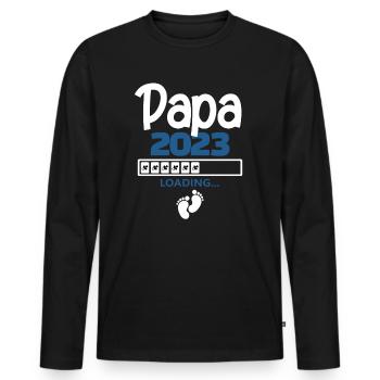 Papa 2023 loading - Männer Premium Bio Langarmshirt - Schwarz - Vorne - Nico (187cm)