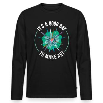 Professeur d’art Drôle de dicteur Cours d’art Cours d’art - T-shirt manches longues Premium bio Homme - noir - Devant - Nico (187cm)