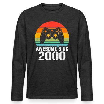 Cadeau Anniversaire 2000 Pour Tous les Gamers 2000 - T-shirt manches longues Premium bio Homme - anthracite chiné - Devant - Nico (187cm)