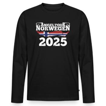 Norvège Pêche 2025 - T-shirt manches longues Premium bio Homme - noir - Devant - Nico (187cm)