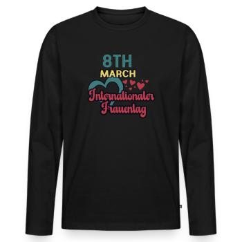 Internationaler Frauentag - Männer Premium Bio Langarmshirt - Schwarz - Vorne - Nico (187cm)