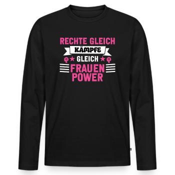 Frauen Power Frauentag - Männer Premium Bio Langarmshirt - Schwarz - Vorne - Nico (187cm)