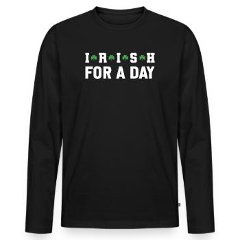 Irlandais d’un jour - T-shirt manches longues Premium bio Homme - noir - Devant - Nico (187cm)