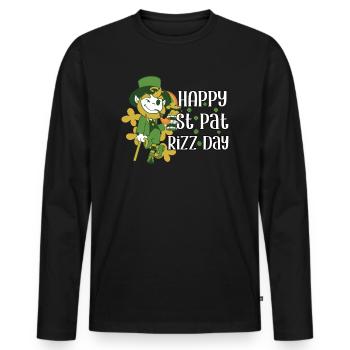 Bonne fête de la Saint-Pat Rizz Journée drôle de Patrick - T-shirt manches longues Premium bio Homme - noir - Devant - Nico (187cm)