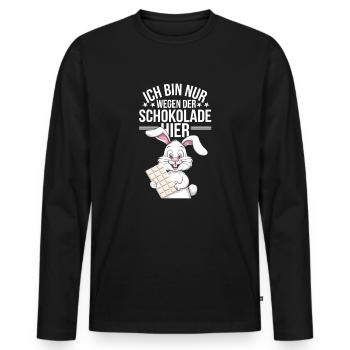 Je ne suis là que pour la Pâques au chocolat - T-shirt manches longues Premium bio Homme - noir - Devant - Nico (187cm)