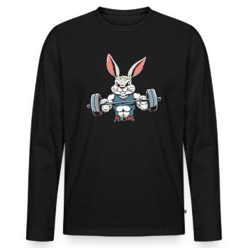 Osterhase Auf Pump Gym - Männer Premium Bio Langarmshirt - Schwarz - Vorne - Nico (187cm)