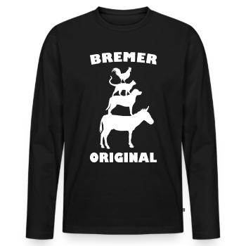 Bremen Town Musicians - Men's Premium Organic Long Sleeve Shirt - black - Front - Nico (187cm)