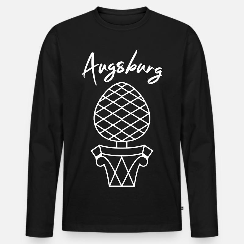 Augsburg | Designfarbe einstellbar - Männer Premium Bio Langarmshirt - Schwarz