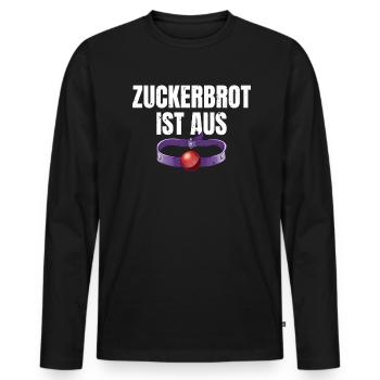 Zuckerbrot ist aus schwarzer Humor, die gute Zeit - Männer Premium Bio Langarmshirt - Schwarz - Vorne - Nico (187cm)