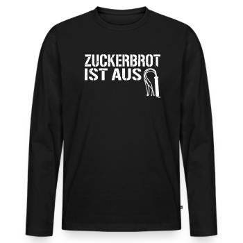 Zuckerbrot ist aus schwarzer Humor, die gute Zeit - Männer Premium Bio Langarmshirt - Schwarz - Vorne - Nico (187cm)