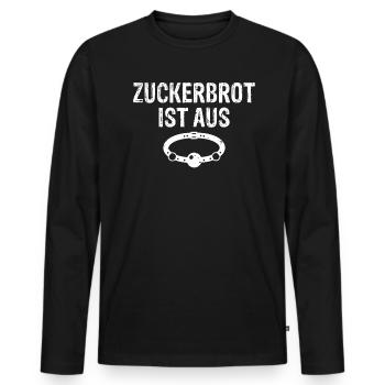 Zuckerbrot ist aus schwarzer Humor, die gute Zeit - Männer Premium Bio Langarmshirt - Schwarz - Vorne - Nico (187cm)