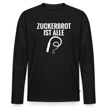 Zuckerbrot ist aus schwarzer Humor, die gute Zeit - Männer Premium Bio Langarmshirt - Schwarz - Vorne - Nico (187cm)