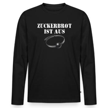 Zuckerbrot ist aus schwarzer Humor, die gute Zeit - Männer Premium Bio Langarmshirt - Schwarz - Vorne - Nico (187cm)