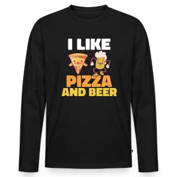 I like pizza and beer - Men's Premium Organic Long Sleeve Shirt - black - Front - Nico (187cm)