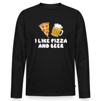 I like pizza and beer - Men's Premium Organic Long Sleeve Shirt - black - Front - Nico (187cm)