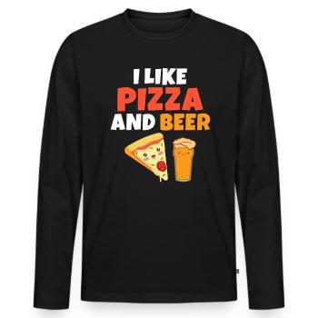 I like pizza and beer - Männer Premium Bio Langarmshirt - Schwarz - Vorne - Nico (187cm)