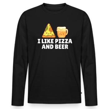 J’aime la pizza et la bière - T-shirt manches longues Premium bio Homme - noir - Devant - Nico (187cm)