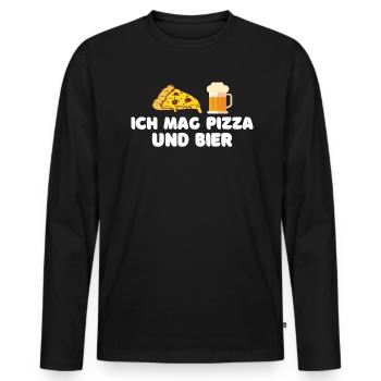 Ich mag Pizza und Bier - Männer Premium Bio Langarmshirt - Schwarz - Vorne - Nico (187cm)