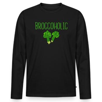 Broccoholic Gesundes Gemüse Fleischlos Vegan - Männer Premium Bio Langarmshirt - Schwarz - Vorne - Nico (187cm)