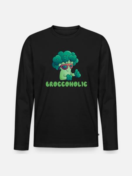 Broccoholic Vegan Vegetarian and Veggie - Men's Premium Organic Long Sleeve Shirt - black