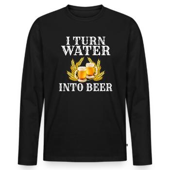 I turn water into beer Hobby Brauer Bier gebraut - Männer Premium Bio Langarmshirt - Schwarz - Vorne - Nico (187cm)