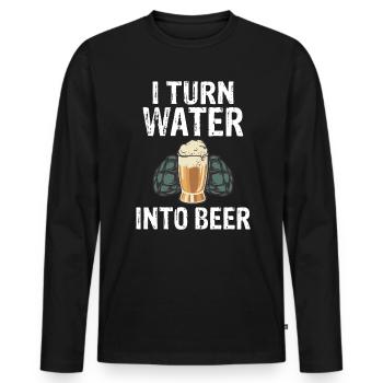 I turn water into beer Bierbauer Bier Braumeister - Men's Premium Organic Long Sleeve Shirt - black - Front - Nico (187cm)