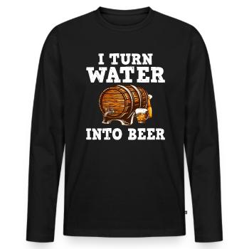 Je transforme l’eau en bière Bierbrauerei Braumeister Sp - T-shirt manches longues Premium bio Homme - noir - Devant - Nico (187cm)