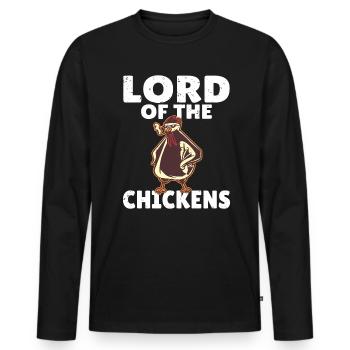 Seigneur des Poulets Ferme Dictons Poussins Fermiers - T-shirt manches longues Premium bio Homme - noir - Devant - Nico (187cm)