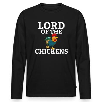 Seigneur des Poulets Poulet Chuchoteur Hänchenwagen - T-shirt manches longues Premium bio Homme - noir - Devant - Nico (187cm)