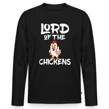 Seigneur des Poulets Gardien de Poulet Hobby Poulet - T-shirt manches longues Premium bio Homme - noir - Devant - Nico (187cm)