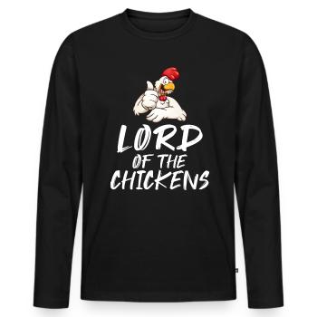 Seigneur des Poulets Ferme Dictons Poussins Fermiers - T-shirt manches longues Premium bio Homme - noir - Devant - Nico (187cm)