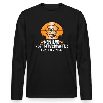 Mein Hund hört hervorragend es ist ihm nur egal - Männer Premium Bio Langarmshirt - Schwarz - Vorne - Nico (187cm)